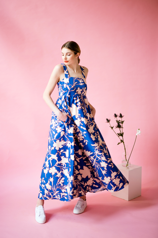 ZOE flowers blue beige