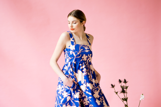 ZOE flowers blue beige