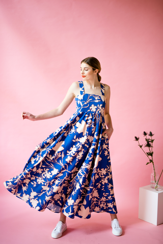 ZOE flowers blue beige
