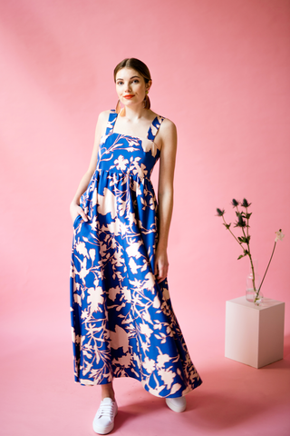 ZOE flowers blue beige