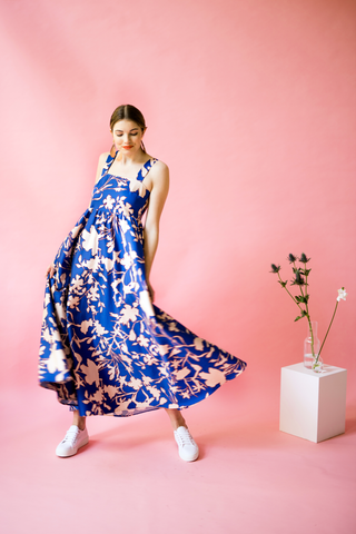 ZOE flowers blue beige