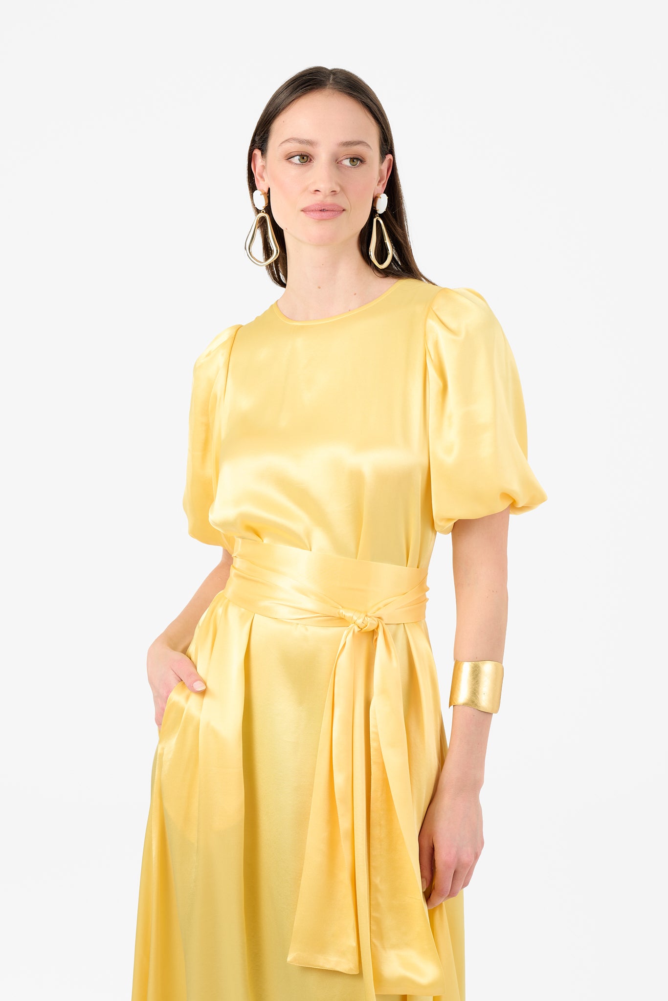 slim fit dress slacks JUNA golden sunshine