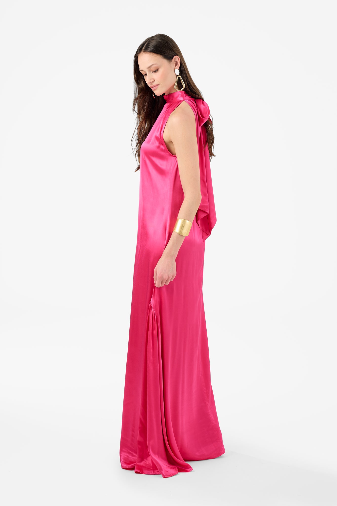 strapless open back dress FRANCESCA hot pink
